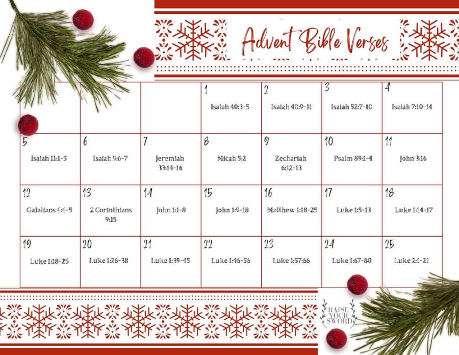 Advent Calendar Printable Bible Verses